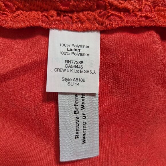 J. Crew Poppy Red Lace Sheath Dress Knee Length Size 2 NWOT - Picture 7 of 7